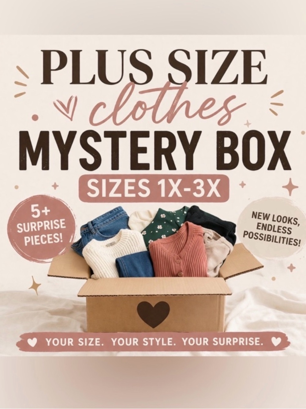 Plus Size Clothes Mystery Box - Assorted Colors (Sizes 1X-3X)